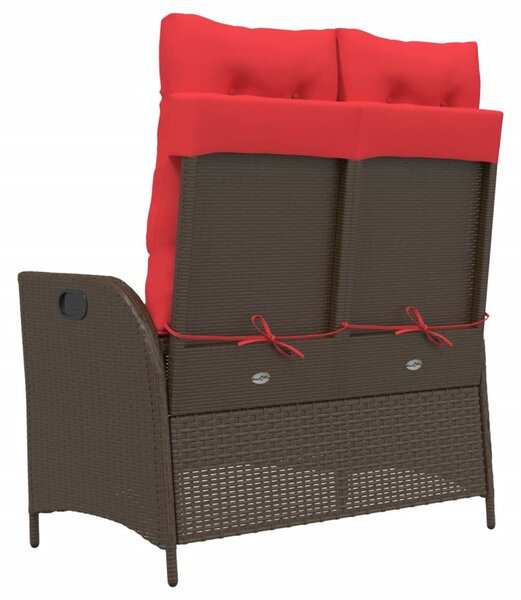 Barna polyrattan dönthető kerti pad párnával
