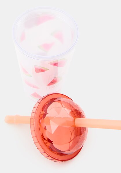 Sinsay - Szívószálas bögre görögdinnye mintával - pasztellpink