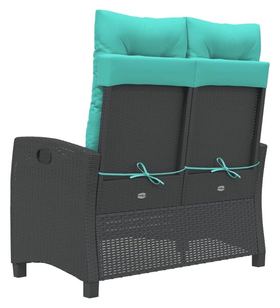 Fekete polyrattan dönthető kerti pad párnával