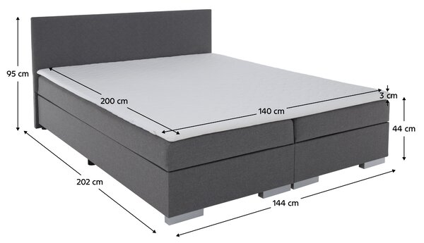 KONDELA Boxspring ágy, szürke, 140x200, ADARA