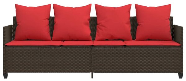 Barna polyrattan napozóágy párnával