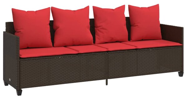 Barna polyrattan napozóágy párnával