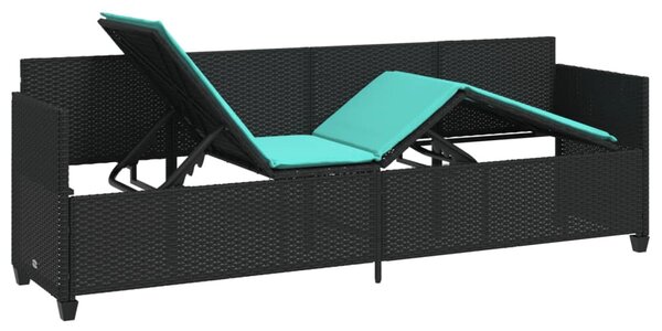 Fekete polyrattan napozóágy párnával