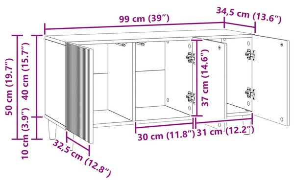 TV szekrény Betonszürke 99 x 34,5 x 50 cm Szerelt Fa