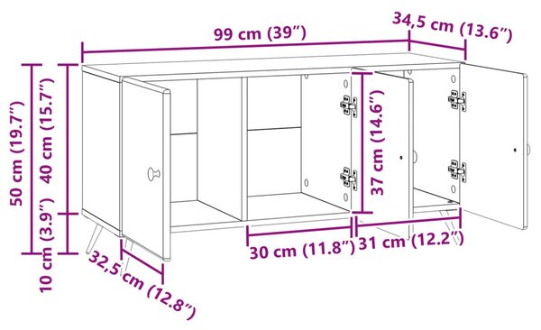TV szekrény Fehér 99 x 34,5 x 50 cm Szerelt Fa