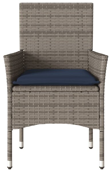 2 db szürke polyrattan kerti szék párnával
