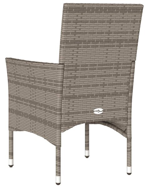 2 db szürke polyrattan kerti szék párnával