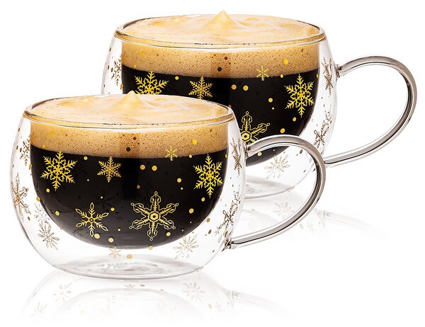 4Home Snow Hot&Cool termosz üvegpohár cappuccinohoz, 270 ml, 2 db