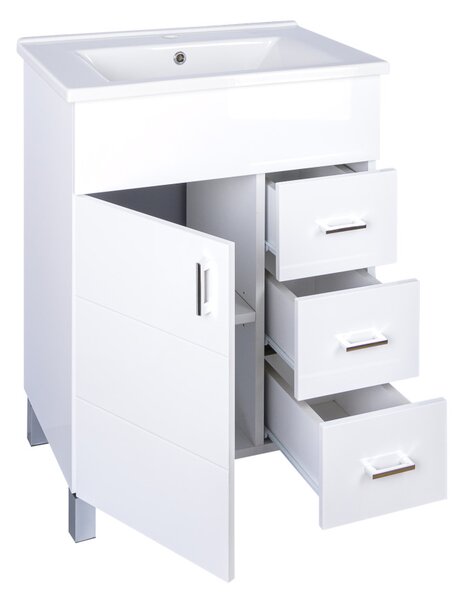 VivaStyle KARINA 65 lábon álló fürdőszobabútor 3 fiókos Sanovit ATRIA 9065 mosdóval 65 x 45,5 cm