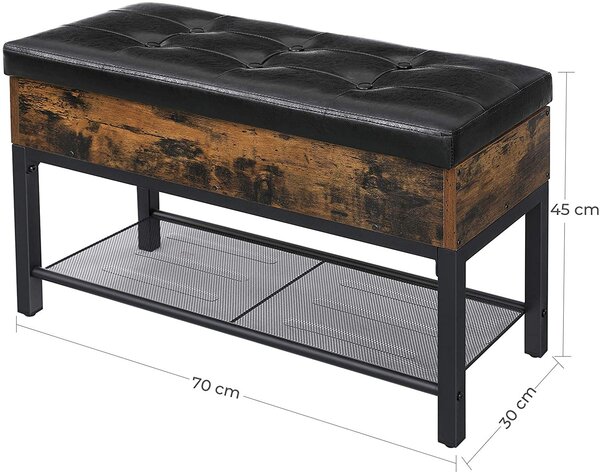 Pad TAYLOR cipőtartóval 70x30 cm, rusztikus barna/fekete
