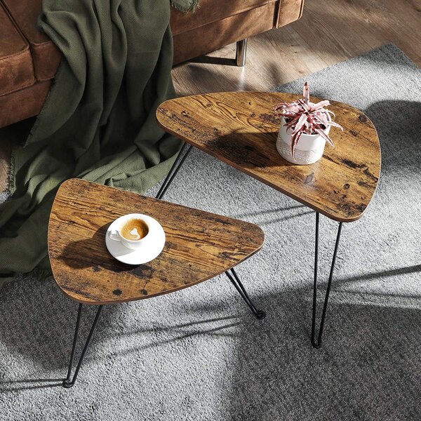 Design dohányzóasztalok TAYLOR szett 2 db, rusztikus barna