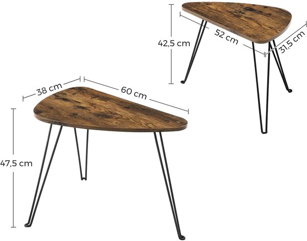 Design dohányzóasztalok TAYLOR szett 2 db, rusztikus barna