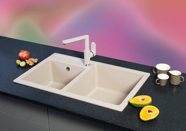 Quadro Plus 2D Metalac 372989 Gránit Mosogatótálca - Extra mély, Kétmedencés, Grafit