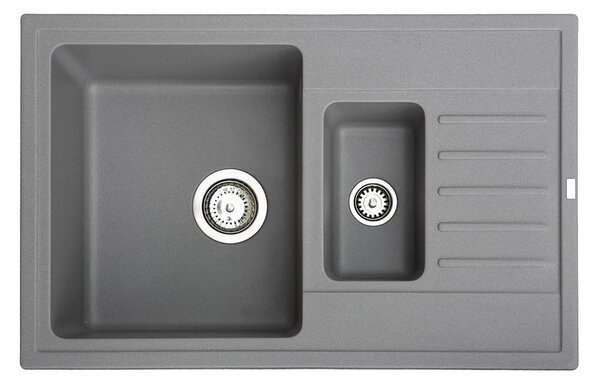 Quadro Plus 1.5D Metalac 372988 Gránit Mosogatótálca - Extra mély, Csepegtetőtálcás, Design, Grafit