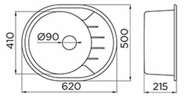 Venera M Metalac 372991 Gránit Mosogatótálca - Extra mély, Csepegtetőtálcás, Design, Grafit