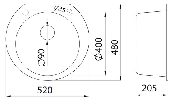 Omega Metalac 372997 Gránit Mosogatótálca - Extra mély, Egymedencés, Kerek, Grafit