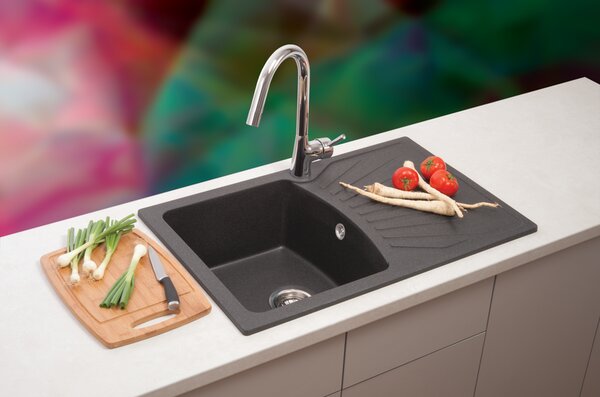Quadro Plus Metalac 137409 Gránit Mosogatótálca - Extra mély, Csepegtetőtálcás, Fehér