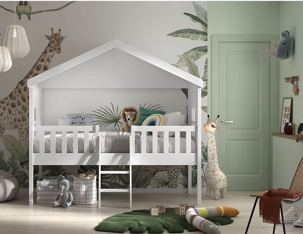 Fehér házikó alakú-magasított gyerekágy 90x200 cm Housebed – Vipack