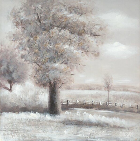 Havas téli tájkép festmény 526b Szürke 100x100 cm