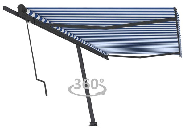 VidaXL kék és fehér automata póznás napellenző 500 x 350 cm