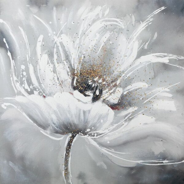 Virág absztrakt festmény 402 Fehér/szürke 80x80 cm