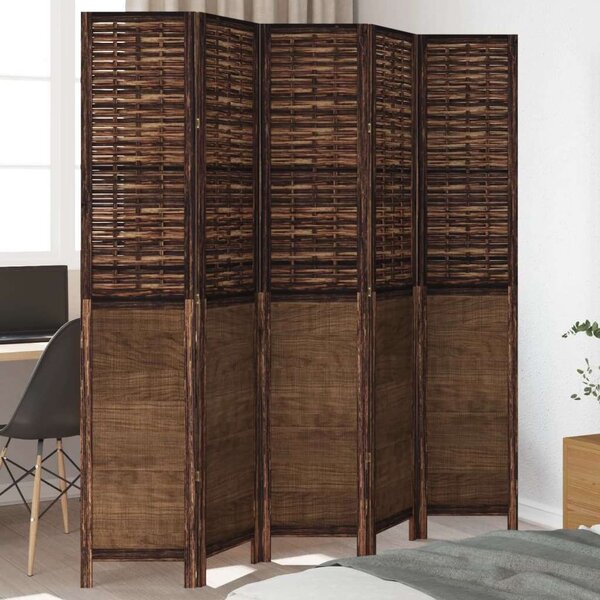 5 Paneles Bambusz Térelválasztó - 175-180x200 cm - Sötétbarna