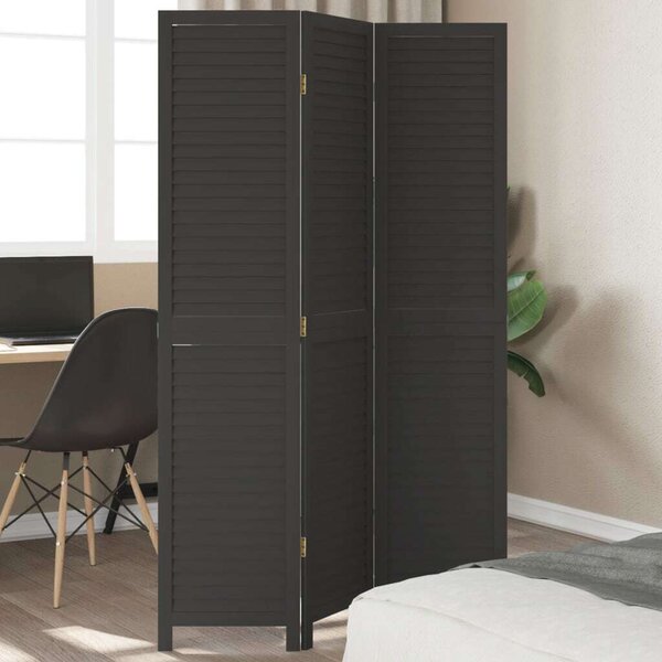 VidaXL 3 Paneles Térelválasztó - Tömörfa - Fekete - 180cm