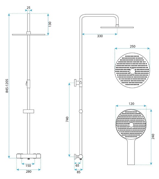 Termosztátos zuhanyszett Drop Brush Copper