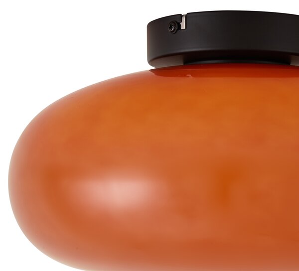 Retro Fekete Mennyezeti Lámpa Narancssárga Üveggel 30cm - Glaze