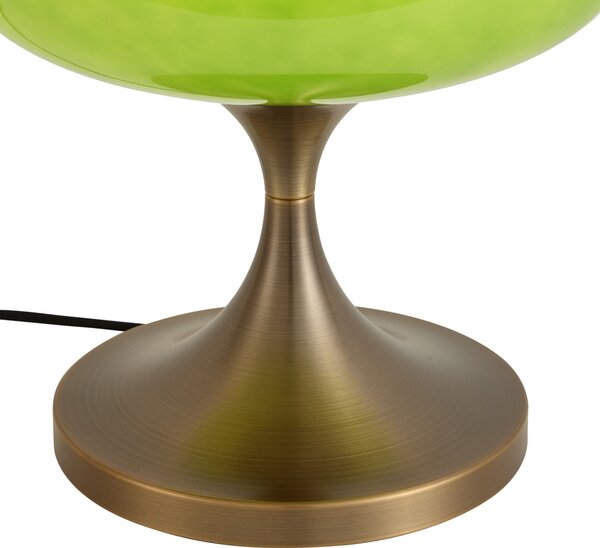 Retro asztali lámpa sötét bronz zöld üveg búrával 31 cm - Glaze
