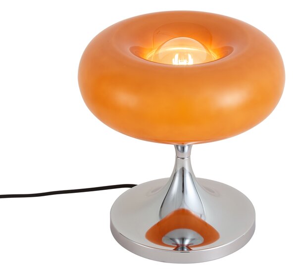 Retro asztali lámpa króm narancssárga üveg búrával 31 cm - Glaze