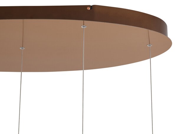 Design függőlámpa rozéarany borostyánszínű üveggel, LED-del, 3 fokozatban szabályozható, 5 égős Easylift - Fiera
