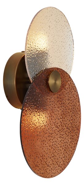 Art Deco fali lámpa sötét bronz borostyán üveggel 2-lámpás - Text