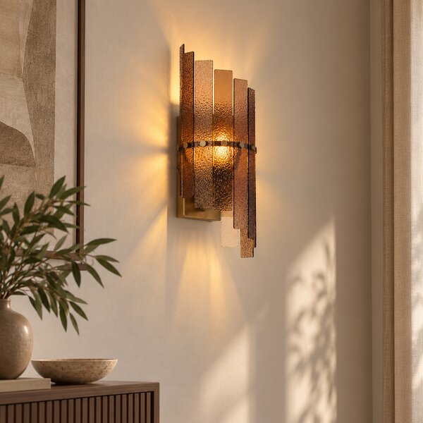 Design fali lámpa sötét bronz borostyán színű üveggel - Versailles