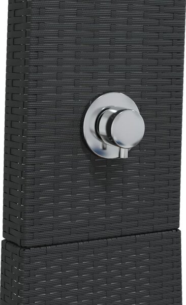 Fekete polyrattan és akácfa kültéri zuhanyzó 55 x 60 x 224 cm
