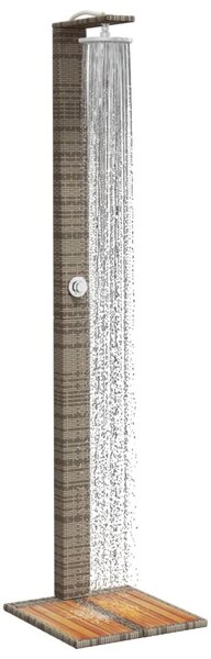 Szürke polyrattan és akácfa kültéri zuhanyzó 50 x 55 x 224 cm