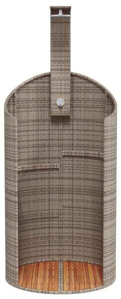Szürke polyrattan és akácfa kültéri zuhanyzó 100x100x241,5 cm