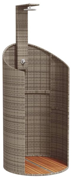 Szürke polyrattan és akácfa kültéri zuhanyzó 100x100x241,5 cm