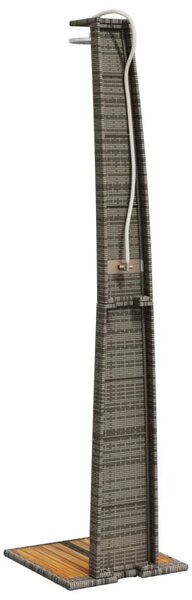 Szürke polyrattan és akácfa kültéri zuhanyzó 55 x 60 x 224 cm