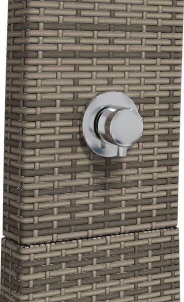 Szürke polyrattan és akácfa kültéri zuhanyzó 55 x 60 x 224 cm