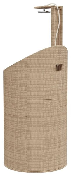 Bézs polyrattan és akácfa kültéri zuhanyzó 100x100x241,5 cm