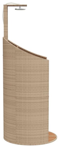 Bézs polyrattan és akácfa kültéri zuhanyzó 100x100x241,5 cm
