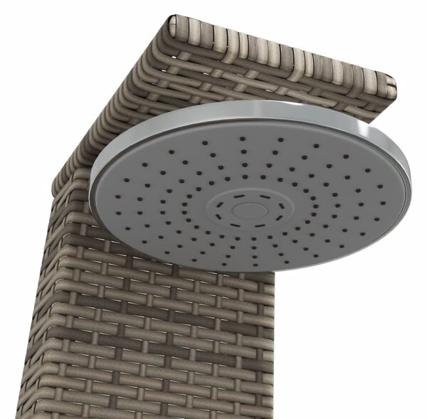 Szürke polyrattan és akácfa kültéri zuhanyzó 55 x 60 x 224 cm