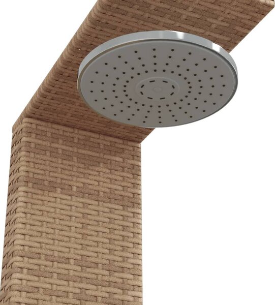 Bézs polyrattan és akácfa kültéri zuhanyzó 100x100x241,5 cm