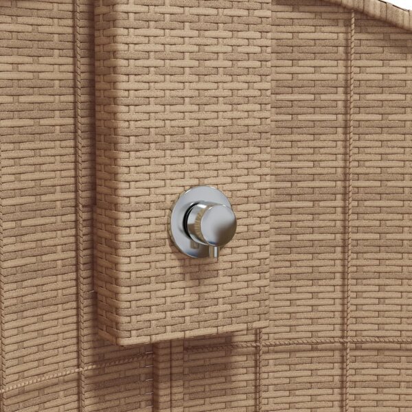 Bézs polyrattan és akácfa kültéri zuhanyzó 100x100x241,5 cm