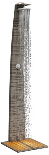 Szürke polyrattan és akácfa kültéri zuhanyzó 55 x 60 x 224 cm