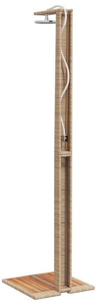 Bézs polyrattan és akácfa kültéri zuhanyzó 50 x 55 x 224 cm