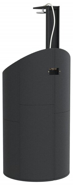 Fekete polyrattan és akácfa kültéri zuhanyzó 100x100x241,5 cm