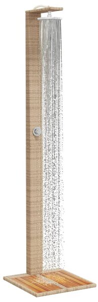 Bézs polyrattan és akácfa kültéri zuhanyzó 50 x 55 x 224 cm