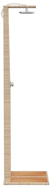 Bézs polyrattan és akácfa kültéri zuhanyzó 50 x 55 x 224 cm